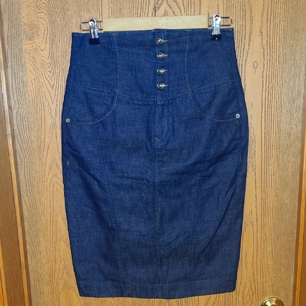 SOLD--- High waisted denim pencil skirt